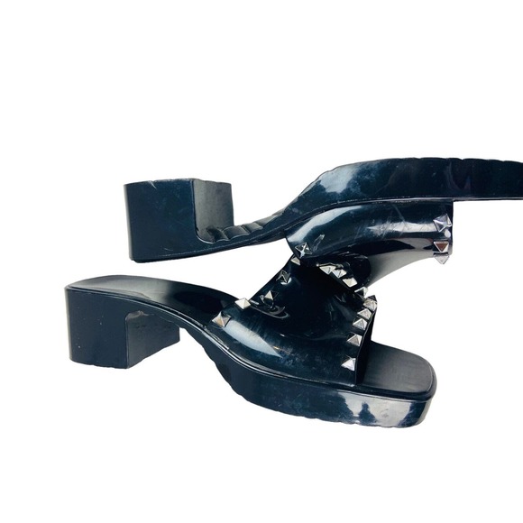 Nicole Miller Womens Block Heels Slip On Sandals Studded Black Size 10 - Picture 6 of 8